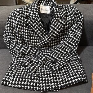Kids Black & White Houndstooth Coat